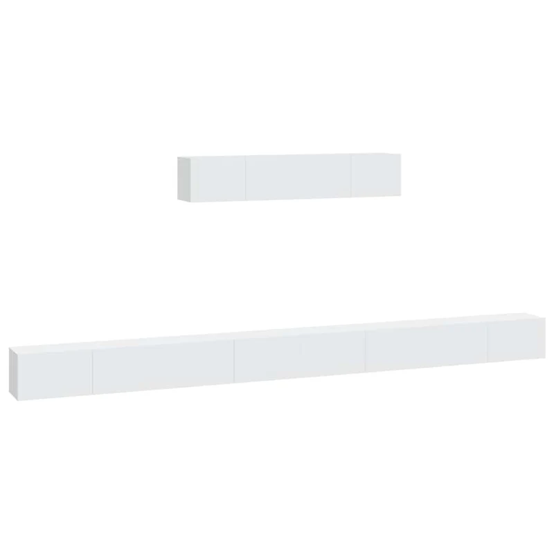 6 Piece TV Cabinet Set White Engineered Wood