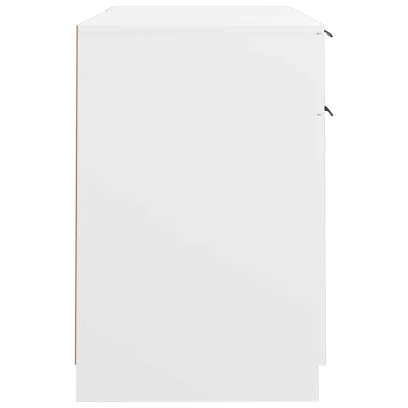 Desk with Side Cabinet White Engineered Wood