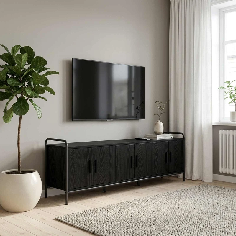 TV Cabinet 146 x 33 x 50 cm Black Oak Engineered Wood