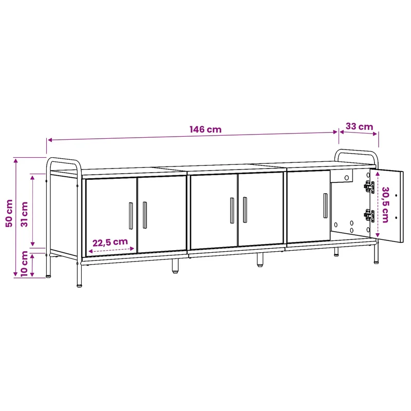 TV Cabinet 146 x 33 x 50 cm Smoked Oak Engineered Wood