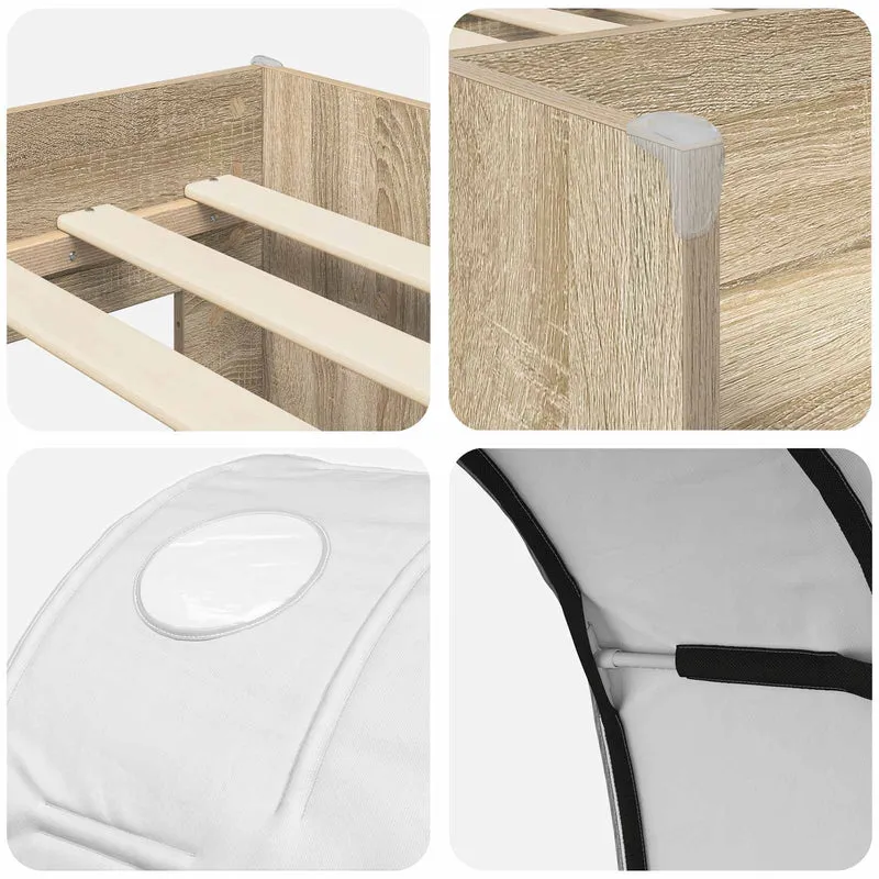 Bed with Tunnel 3 pcs Sonoma Oak and White 98.5 x 200 cm