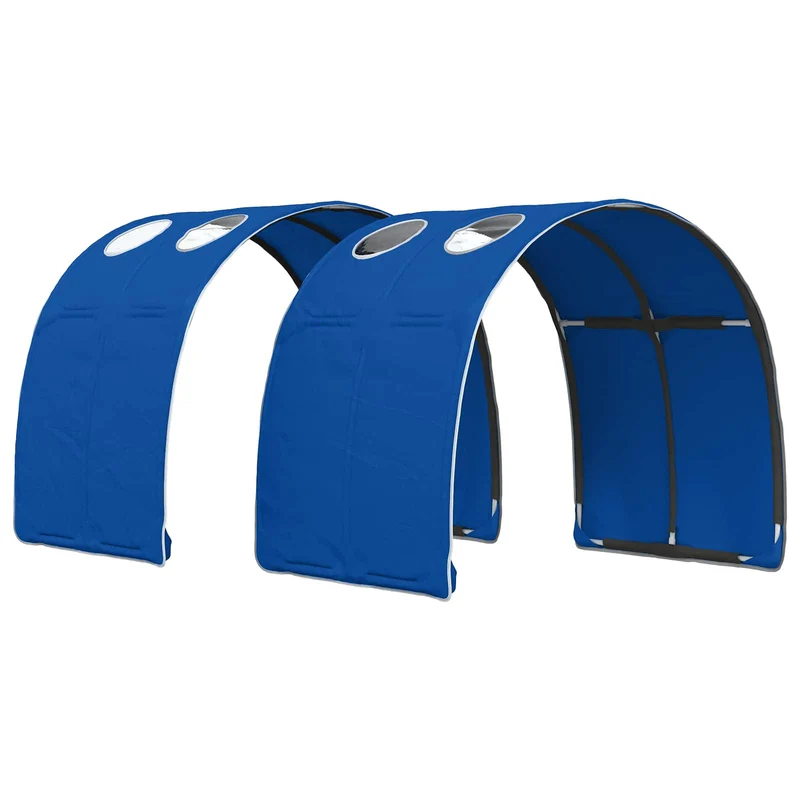Bed with Tunnel 3 pcs White and Blue Engineered Wood