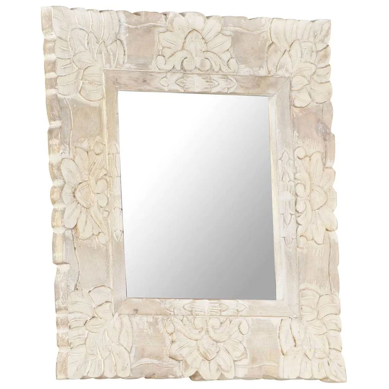 321632 vidaXL Mirror White 50x50 cm Solid Mango Wood