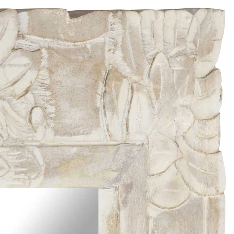 321632 vidaXL Mirror White 50x50 cm Solid Mango Wood