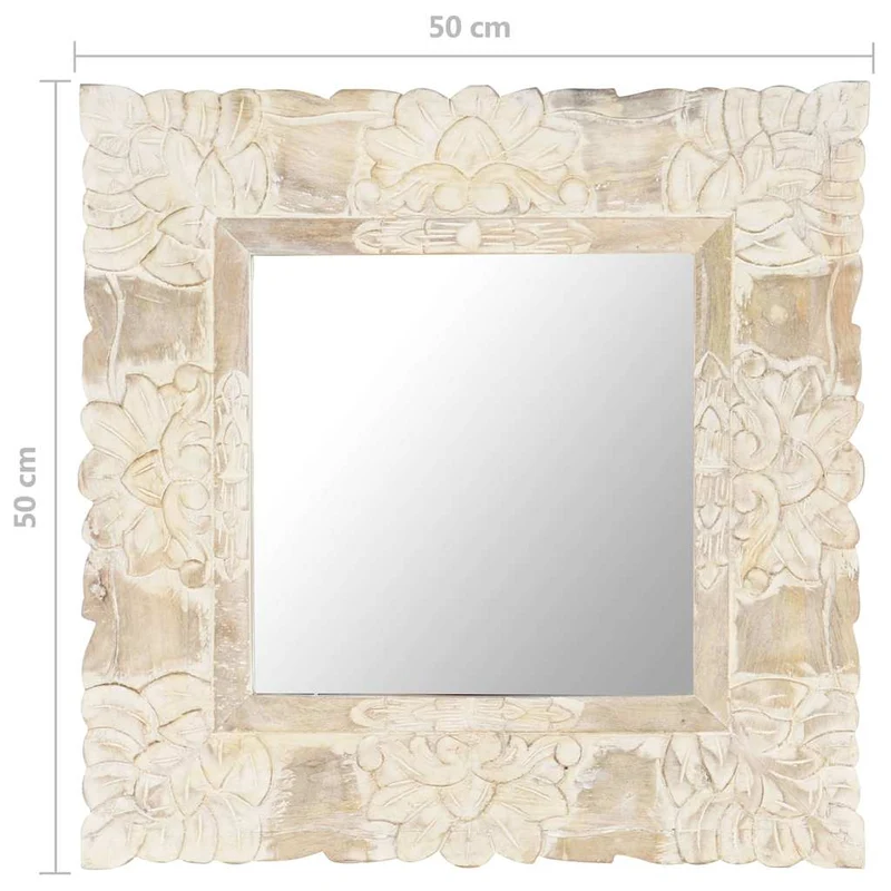 321632 vidaXL Mirror White 50x50 cm Solid Mango Wood