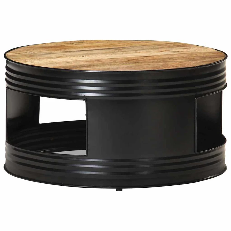 321931 vidaXL Coffee Table Black 68x68x36 cm Solid Rough Mango Wood