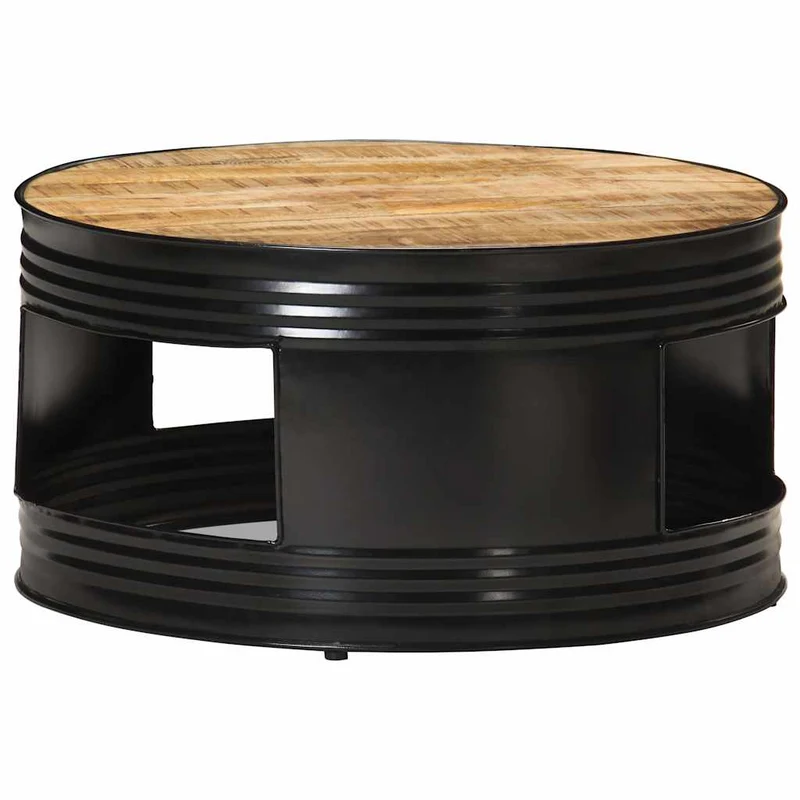 321931 vidaXL Coffee Table Black 68x68x36 cm Solid Rough Mango Wood