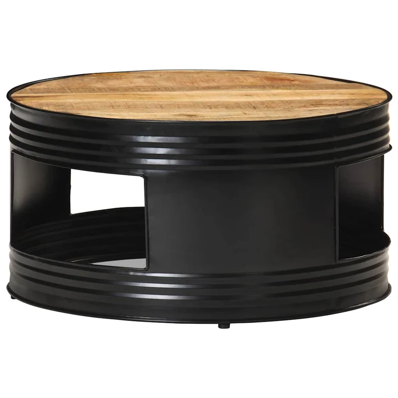 321931 vidaXL Coffee Table Black 68x68x36 cm Solid Rough Mango Wood
