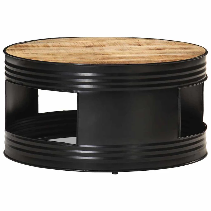 321931 vidaXL Coffee Table Black 68x68x36 cm Solid Rough Mango Wood