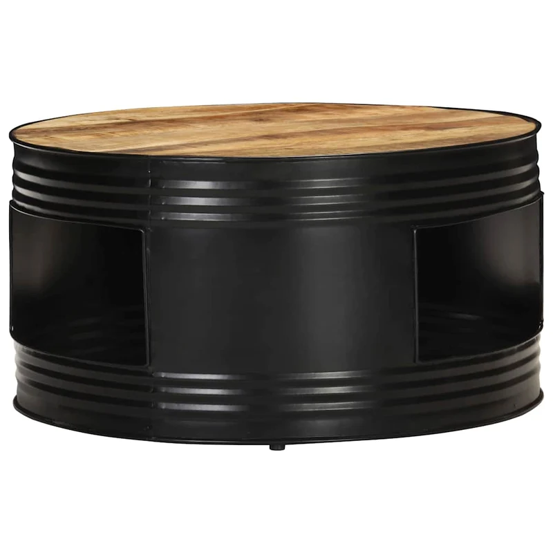 321931 vidaXL Coffee Table Black 68x68x36 cm Solid Rough Mango Wood