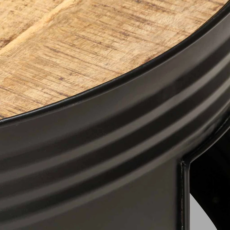 321931 vidaXL Coffee Table Black 68x68x36 cm Solid Rough Mango Wood