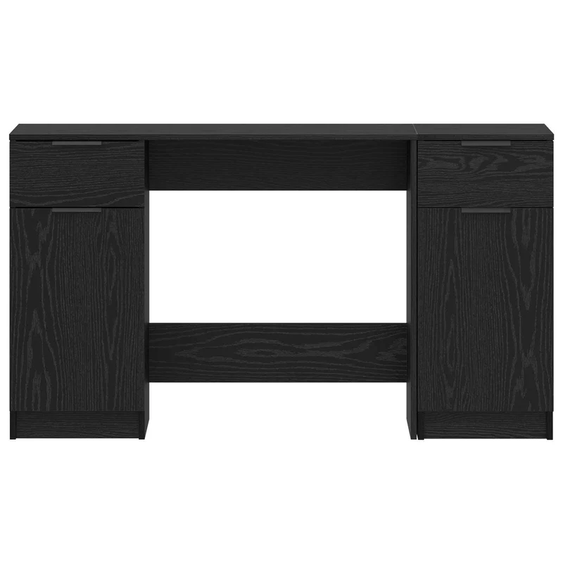 Desk with Drawer Black Oak 133 x 50 x 75 cm Engineered Wood