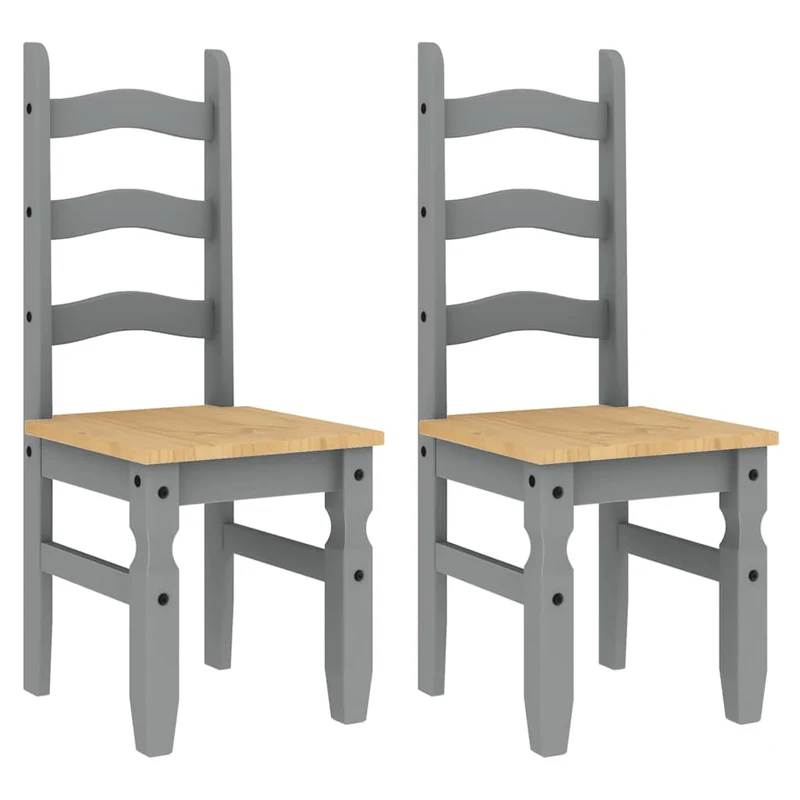 3 Piece Dining Set "PANAMA" Grey Solid Wood Pine