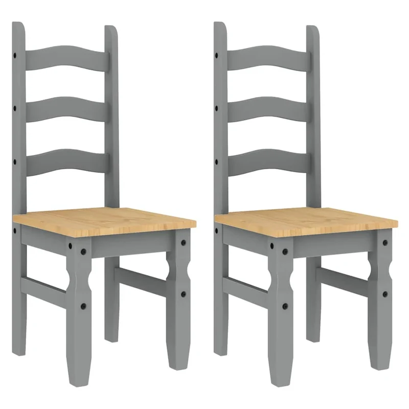 3 Piece Dining Set "PANAMA" Grey Solid Wood Pine