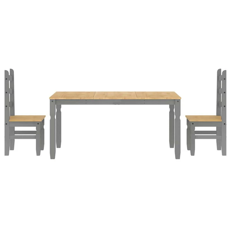3 Piece Dining Set "PANAMA" Grey Solid Wood Pine