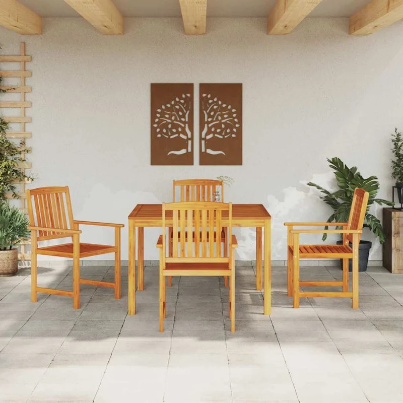 Garden Dining Set 5 pcs Brown Solid Acacia Wood