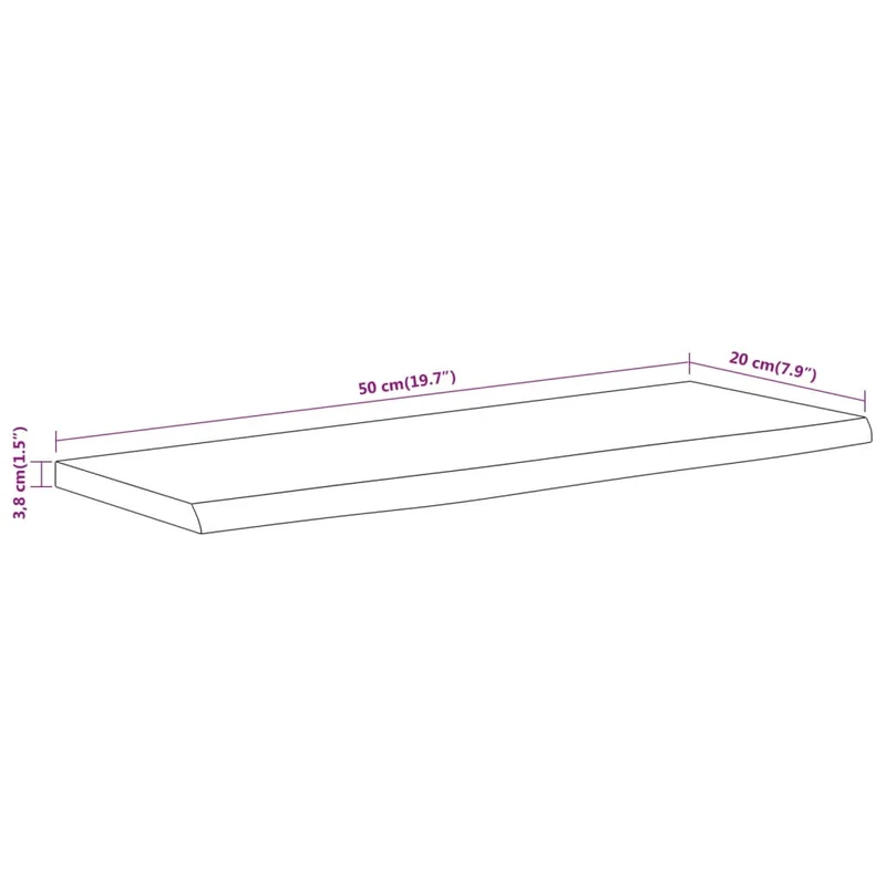 Wall Shelf 50x20x3,8 cm Rectangular Solid Wood Acacia Live Edge