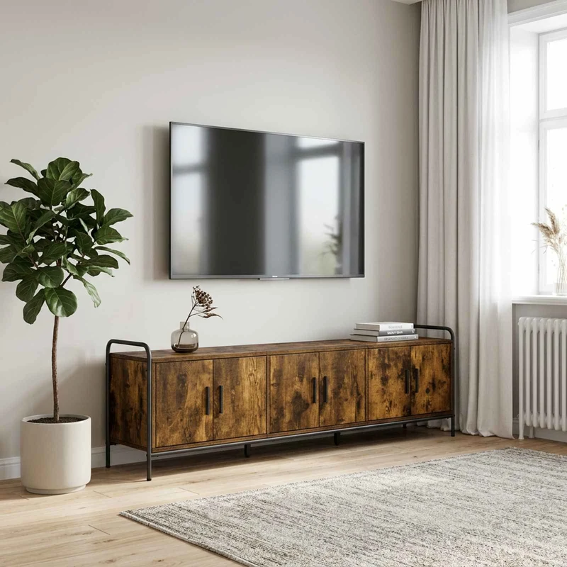 TV Cabinet 167.5 x 33 x 50 cm Smoked Oak Engineered Wood