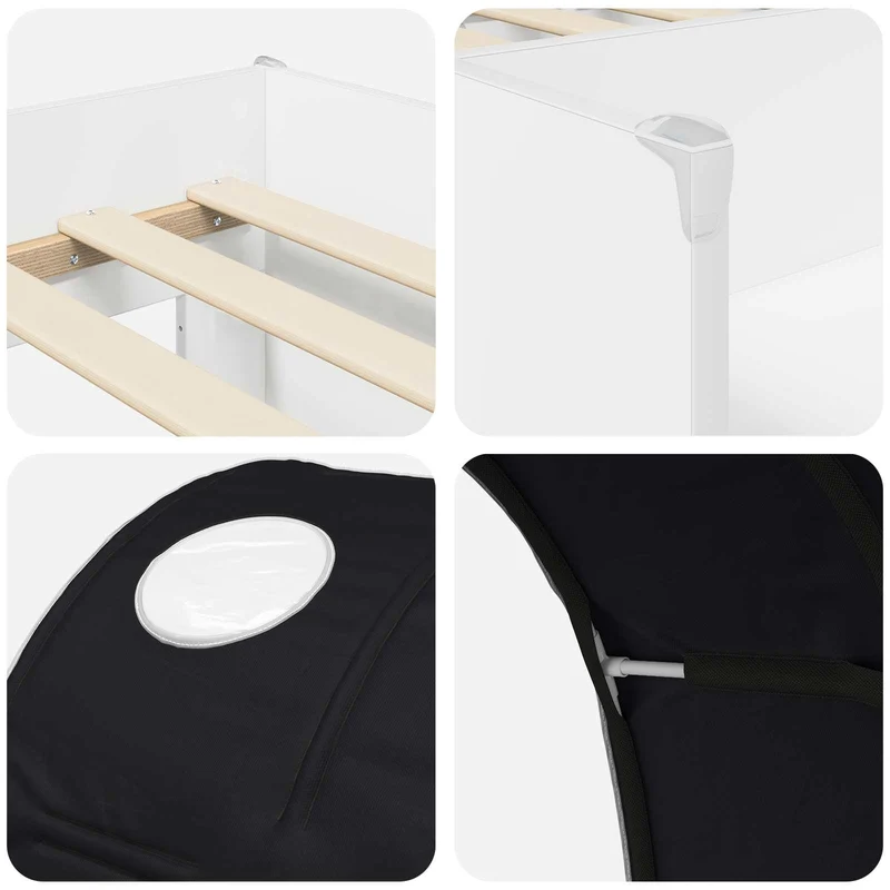 Bed with Tunnel 4 pcs White and Black Engineered Wood
