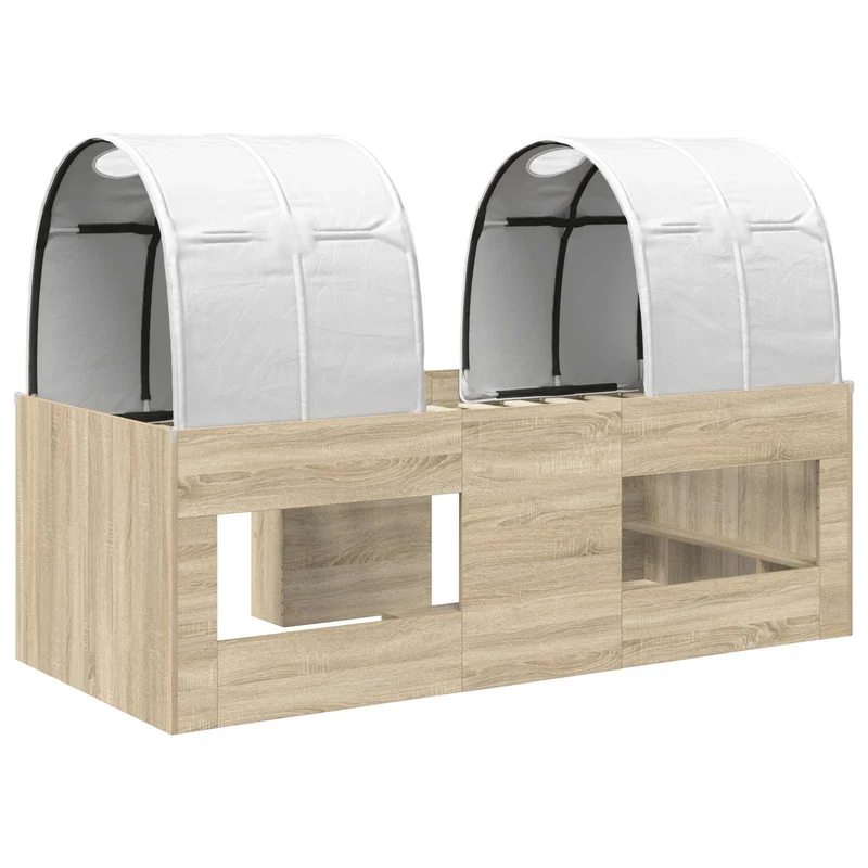 Bed with Tunnel 3 pcs Sonoma Oak and White Engineered Wood