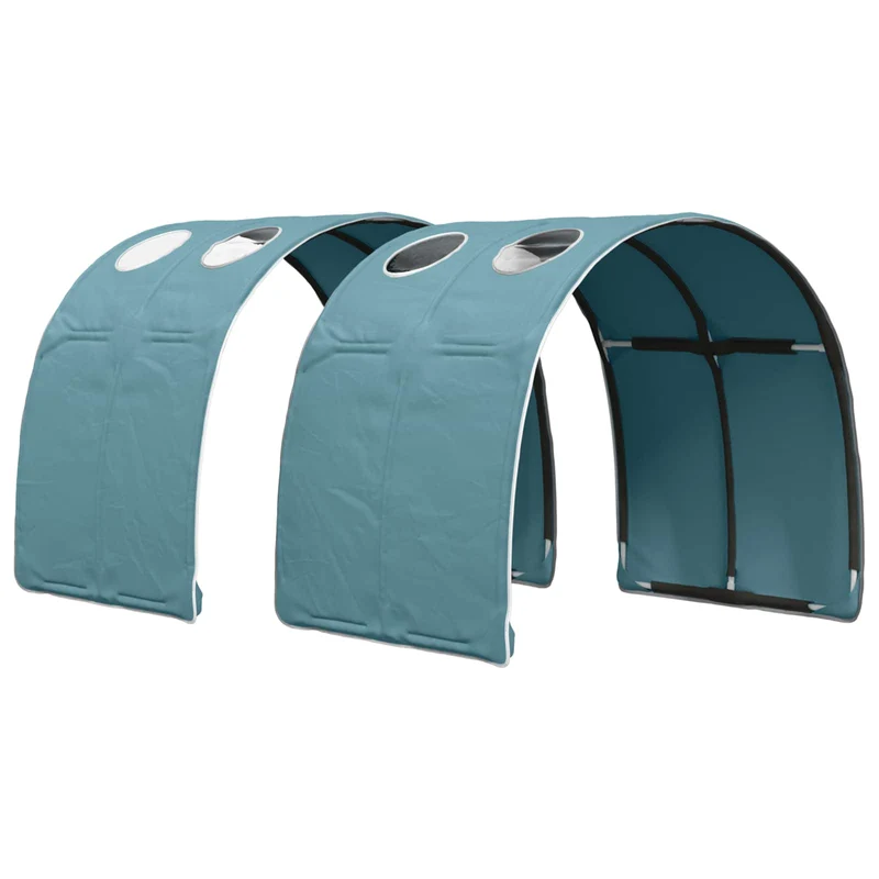 Bed with Tunnel 3 pcs White and Light Blue Engineered Wood