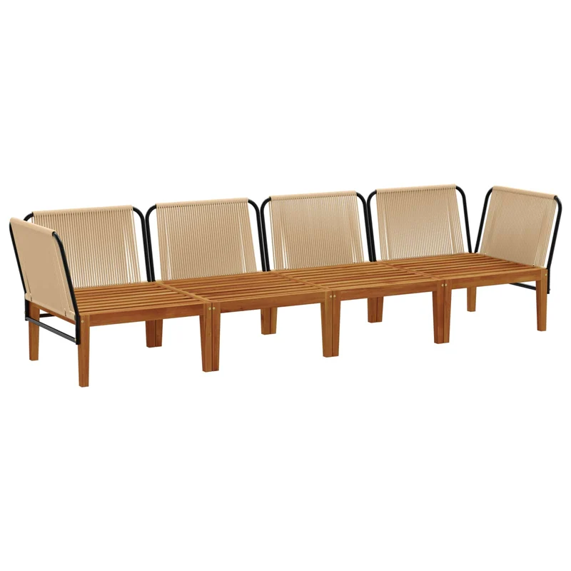 4 pcs Solid Acacia Wood & Rope Natural