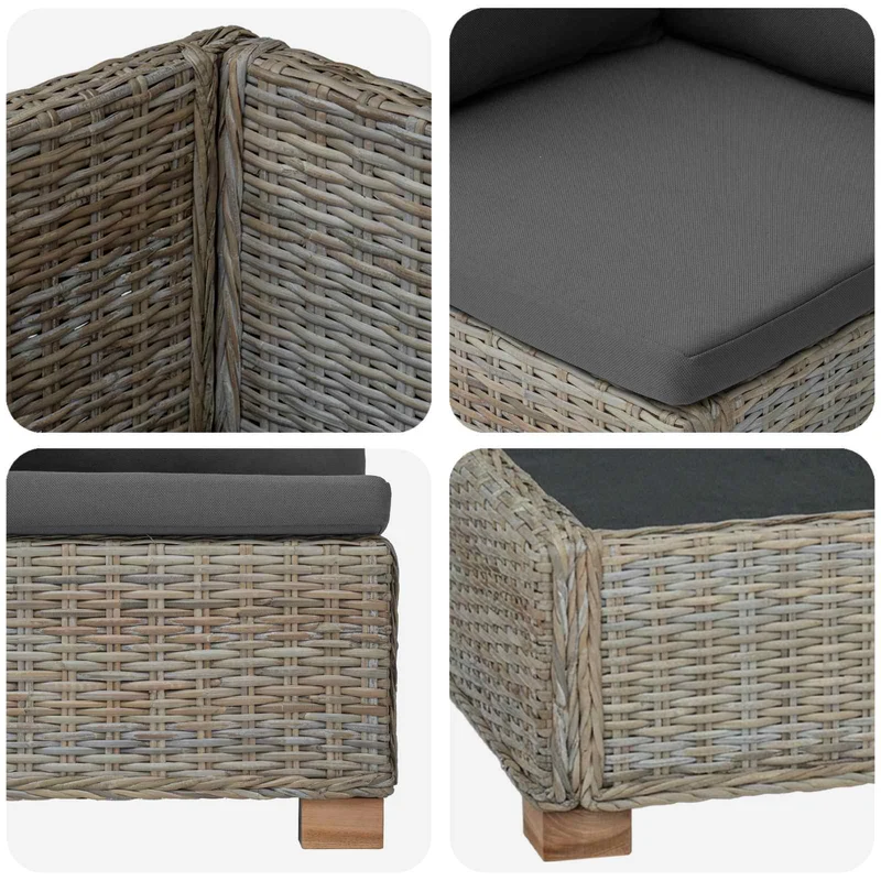 2 pcs Rattan Lounge Set with Cushions GENDT Natural Rattan