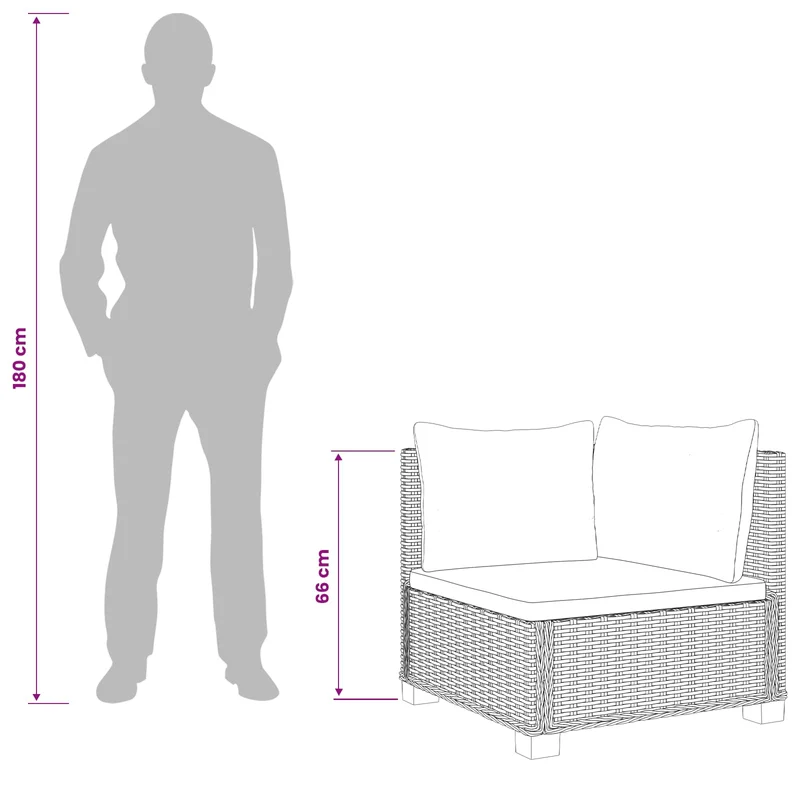 2 pcs Rattan Lounge Set with Cushions GENDT Natural Rattan