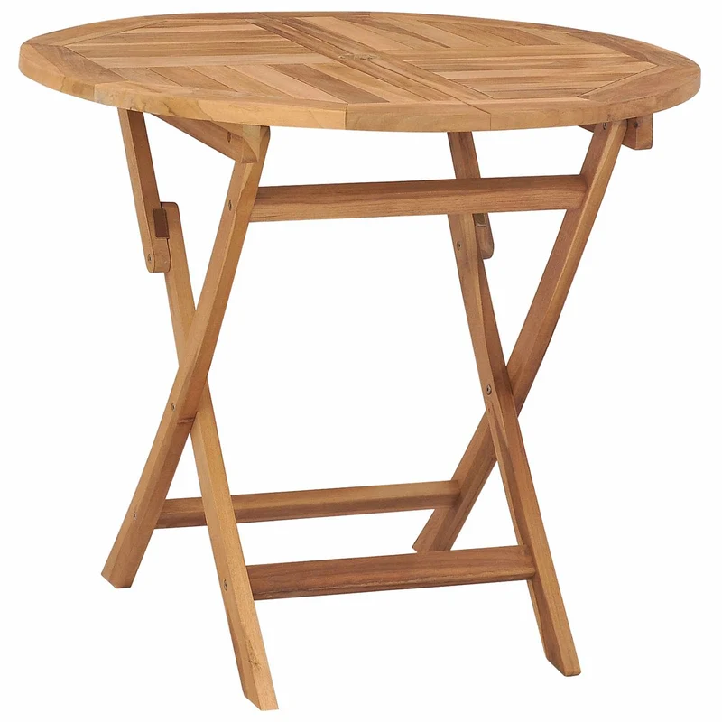 5 Piece Folding Garden Bistro Set Natural Solid Teak Wood