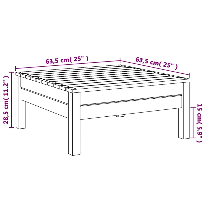 806577 vidaXL Garden Footstool Solid Wood Pine