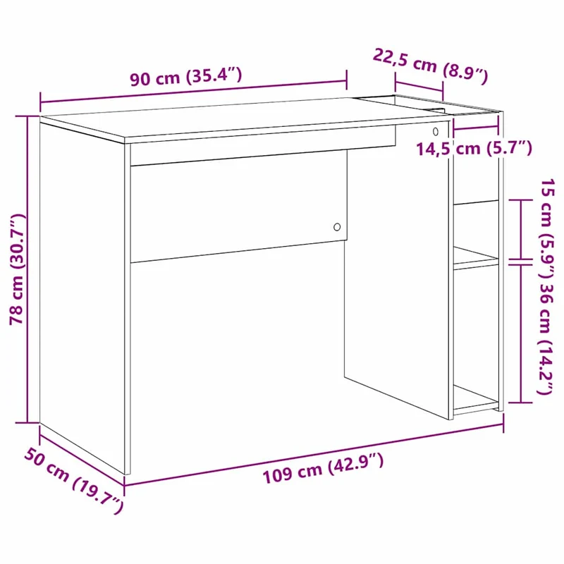 Desk Old Wood Engineered Wood 109 x 50 x 78 cm