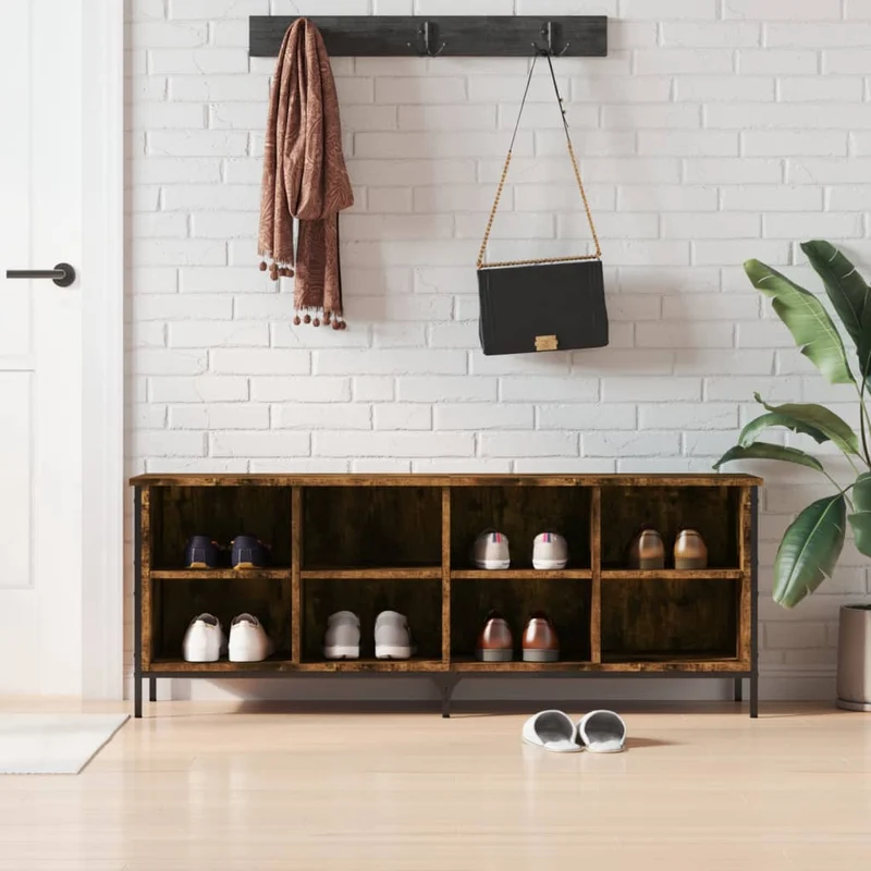 Shoe Cabinet Smoked Oak 131x35x50 cm Engineered Wood