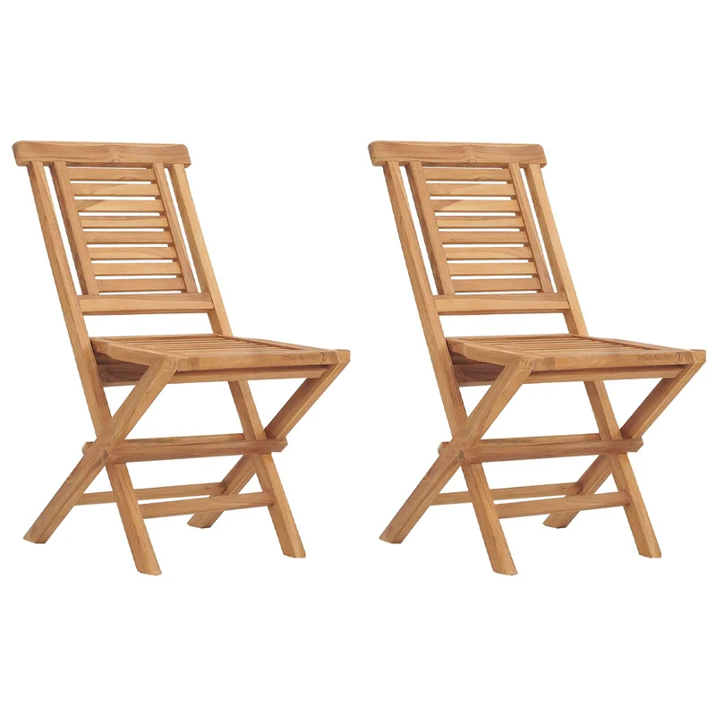 5 Piece Folding Garden Bistro Set Natural Solid Teak Wood