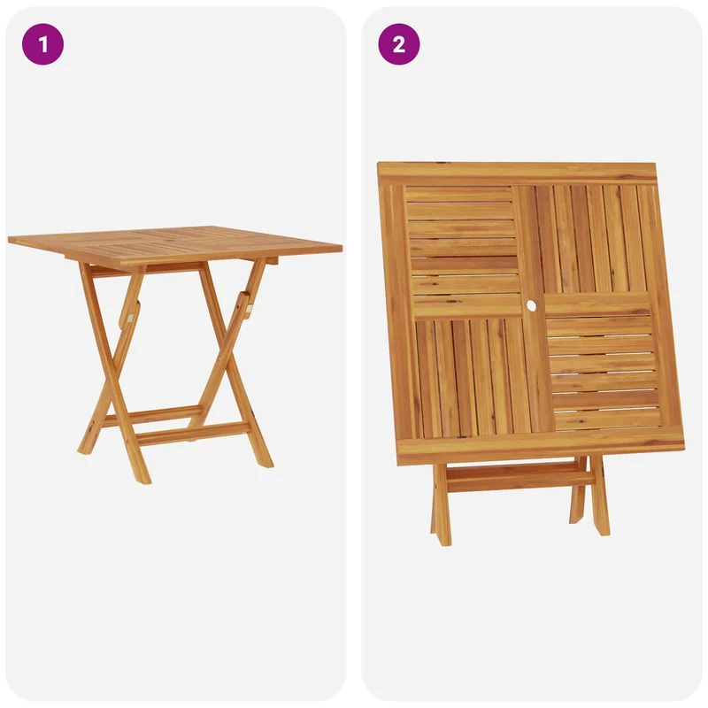 3 Piece Folding Garden Bistro Set Natural Solid Teak Wood