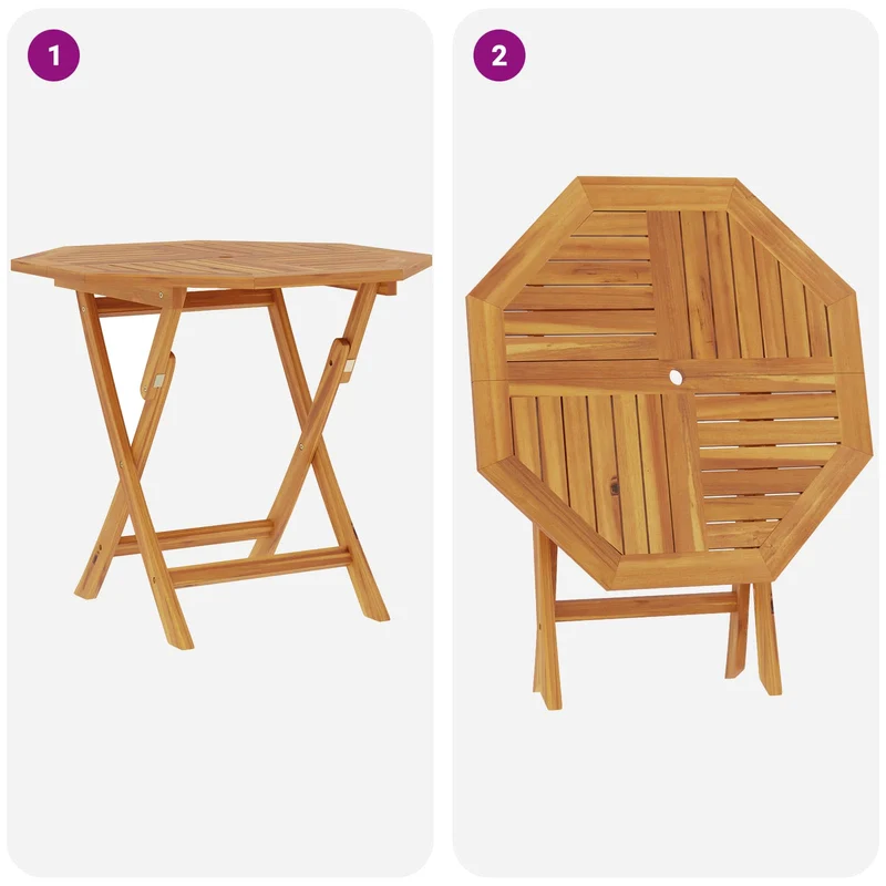 5 Piece Folding Garden Bistro Set Natural Solid Teak Wood