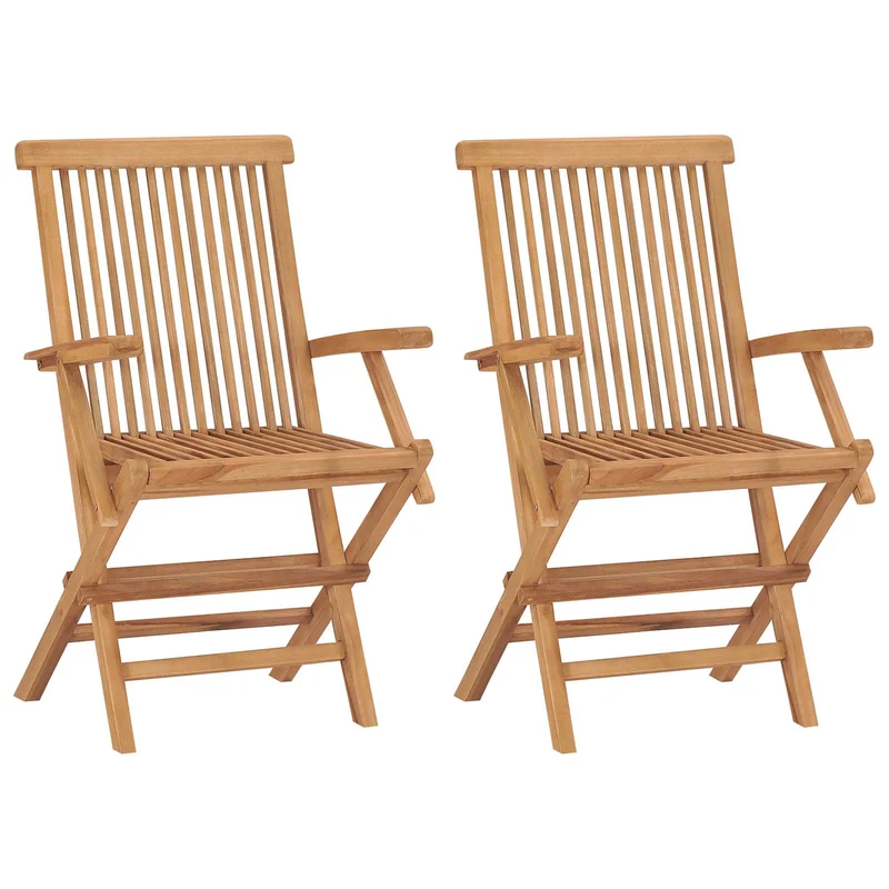 3 Piece Folding Garden Bistro Set 3 pcs Natural Solid Teak Wood