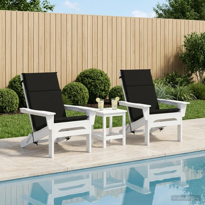 High Back Chair Cushion GEMERT 2 pcs 100% Polyester Black