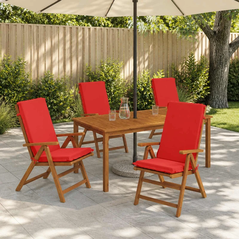 High Back Chair Cushion GEMERT 4 pcs 100% Polyester Red