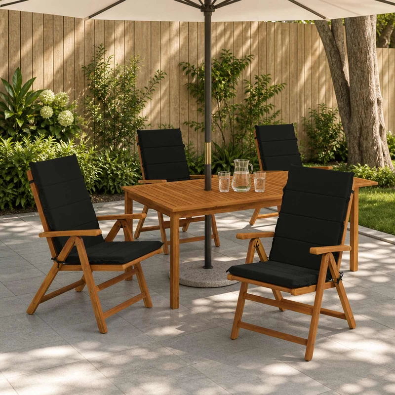 High Back Chair Cushion GEMERT 6 pcs 100% Polyester Black