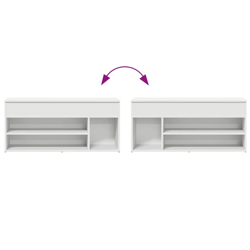Shoe Bench White 102x30,5x45 cm Engineered Wood