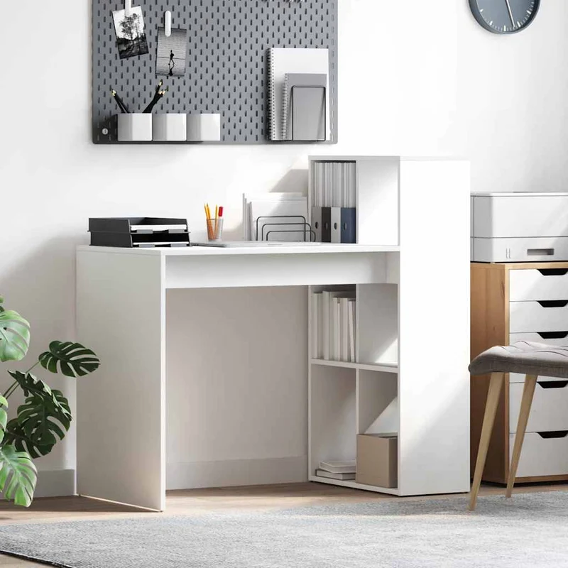 Desk White Engineered Wood 108 x 55 x 103.5 cm