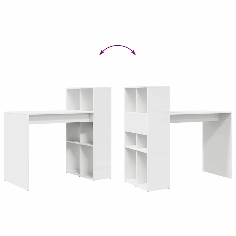 Desk White Engineered Wood 108 x 55 x 103.5 cm