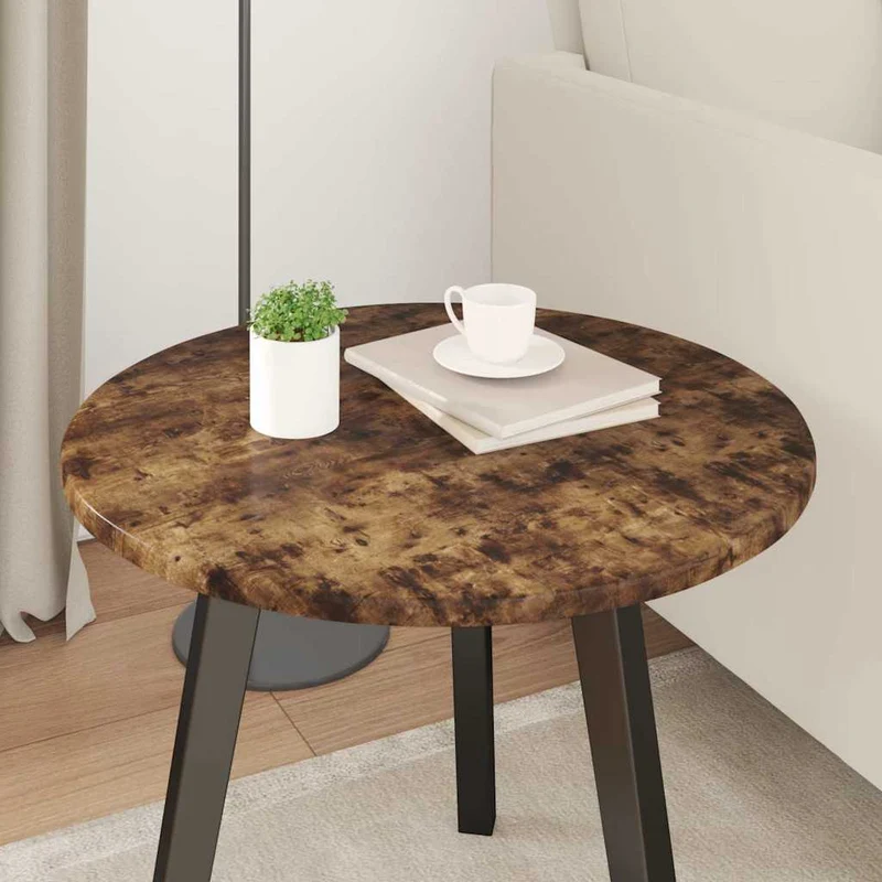 Table Top Ø 50 x 1.5 cm Round Engineered Wood Smoked Oak