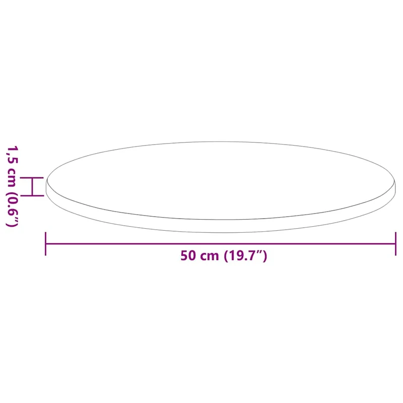Table Top Ø 50 x 1.5 cm Round Engineered Wood Smoked Oak