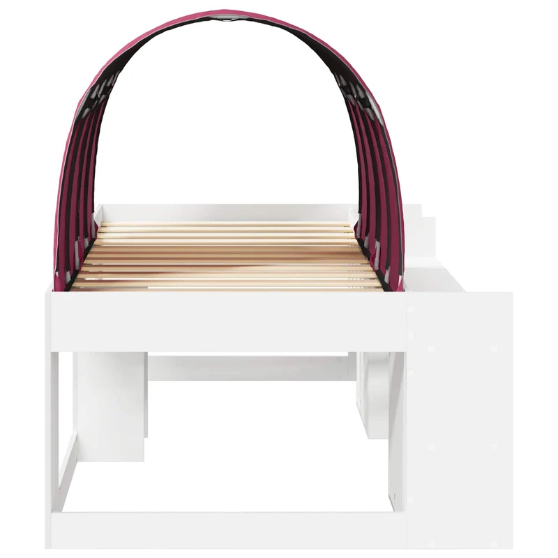 Bed with Tunnel with Shelf 3 pcs White and Red Engineered Wood