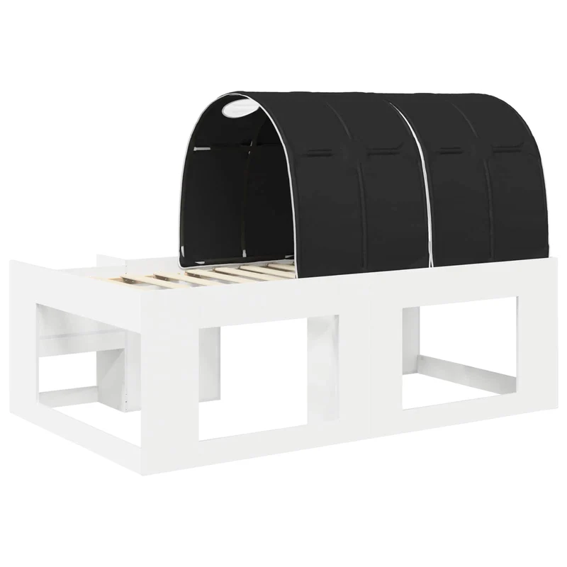 Bed with Tunnel 3 pcs White and Black Engineered Wood