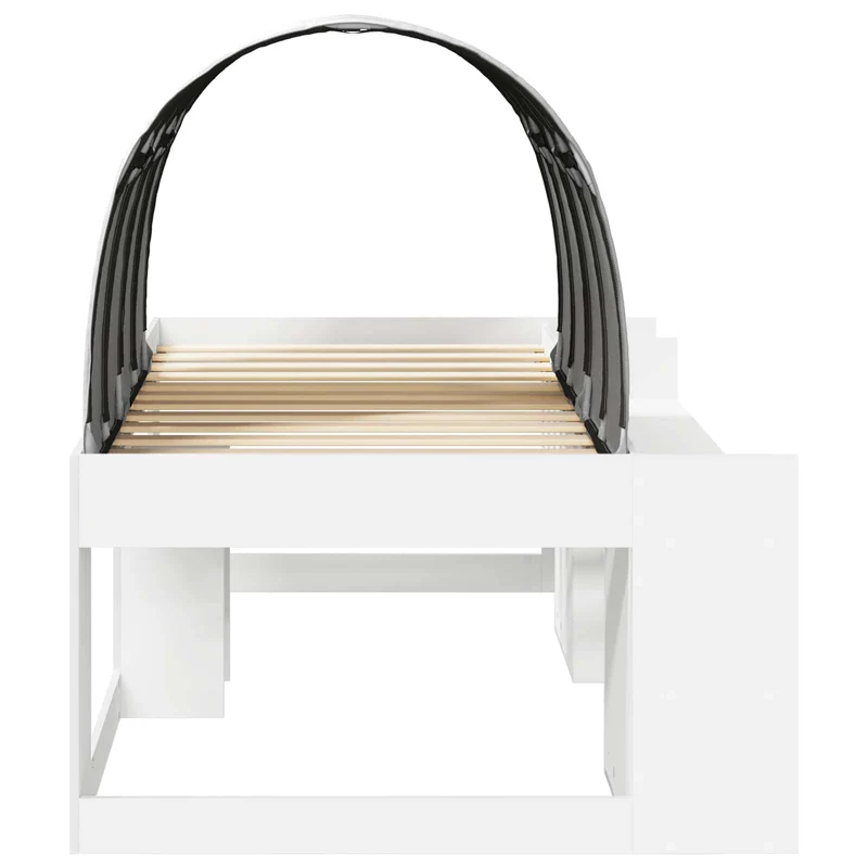 Bed with Tunnel with Shelf 3 pcs White Engineered Wood