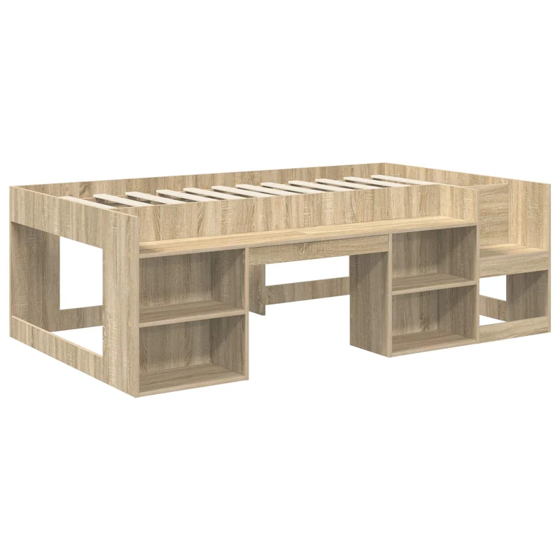 Bed with Tunnel 3 pcs Sonoma Oak and Light Blue Engineered Wood