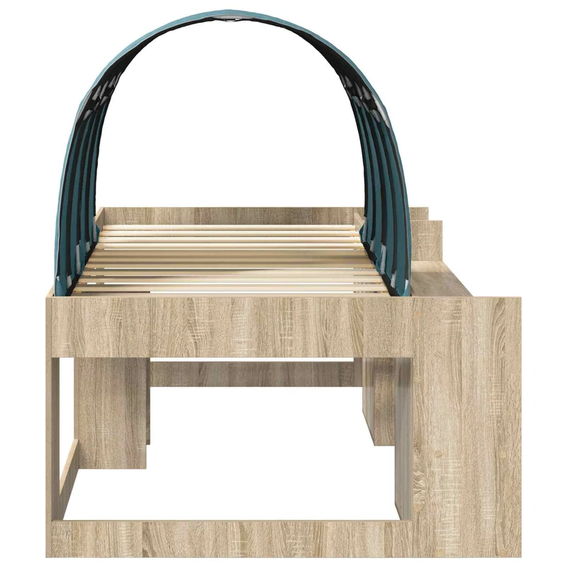 Bed with Tunnel 3 pcs Sonoma Oak and Light Blue Engineered Wood