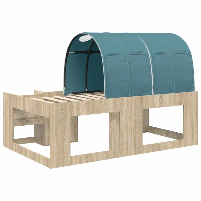 Bed with Tunnel 3 pcs Sonoma Oak and Light Blue Engineered Wood